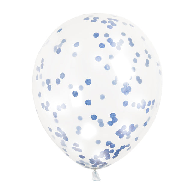 Balony konfetti niebieskie 30cm 6szt