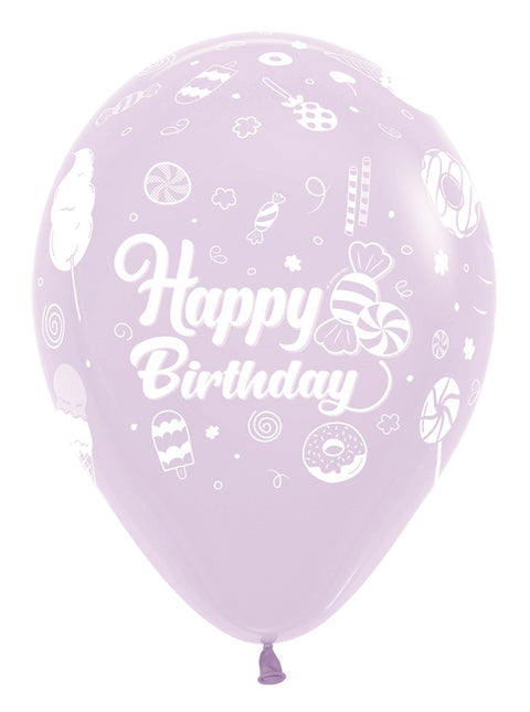 Balony Happy Birthday Sweet Pastel Matte Mix 30cm 25szt