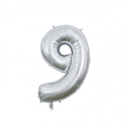 Balon foliowy Figura 9 Srebrny 66cm