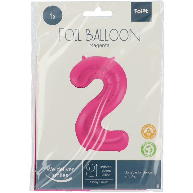 Balon foliowy Figurka 2 fuksja metalik XL 86 cm pusty