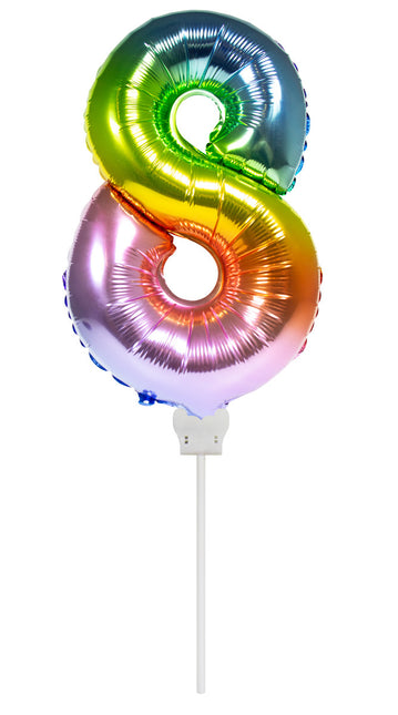 Balon foliowy Figurka 8 Rainbow 36 cm z patyczkiem