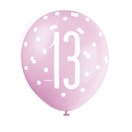 Balony 13 lat Kropki 30cm 6szt