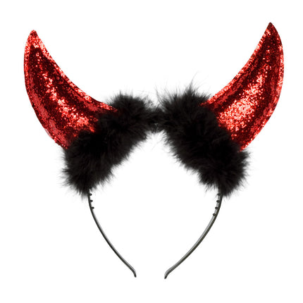 Opaska do włosów na Halloween Devil Glitter Red