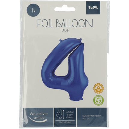 Balon foliowy Figurka 4 Matt Blue XL 86cm pusty