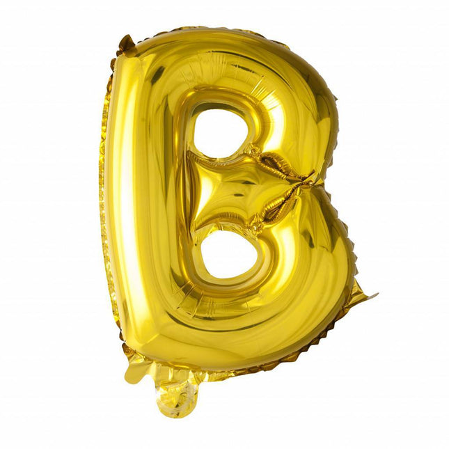 Balon foliowy litera B złoty 41 cm ze słomką