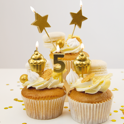 Świeczki 5 Years Cupcake Gold 17,5 cm