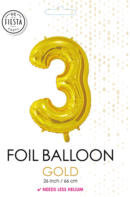 Balon foliowy Figurka 3 Gold 66cm