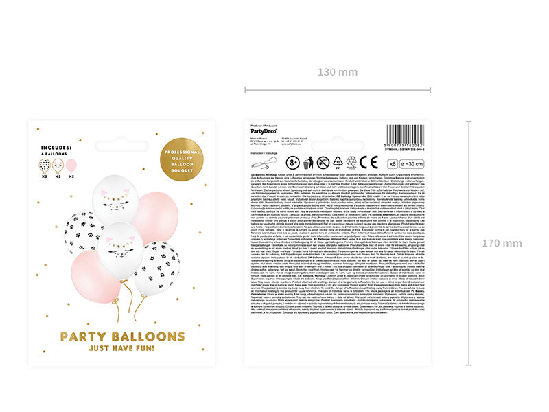 Balony koty 30cm 6szt