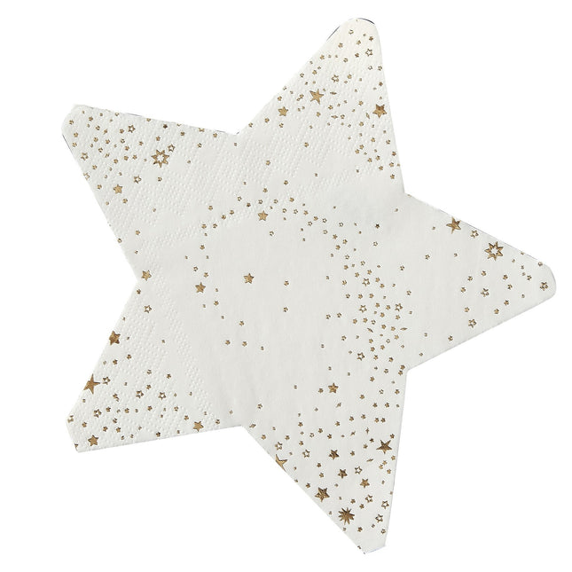 Serwetki Stars Gold/White 16,5cm 16szt