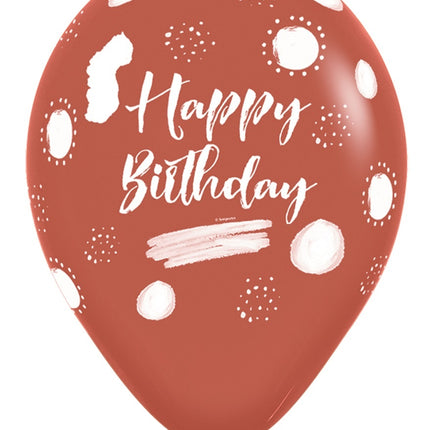 Balony Happy Birthday Terra Natural Mix 30cm 25szt