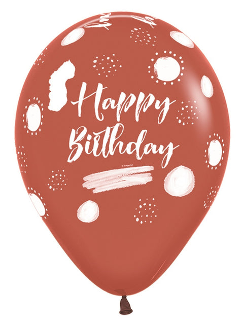 Balony Happy Birthday Terra Natural Mix 30cm 25szt