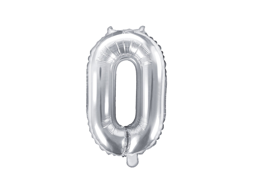 Balon z figurką 0 lat srebrny 35 cm