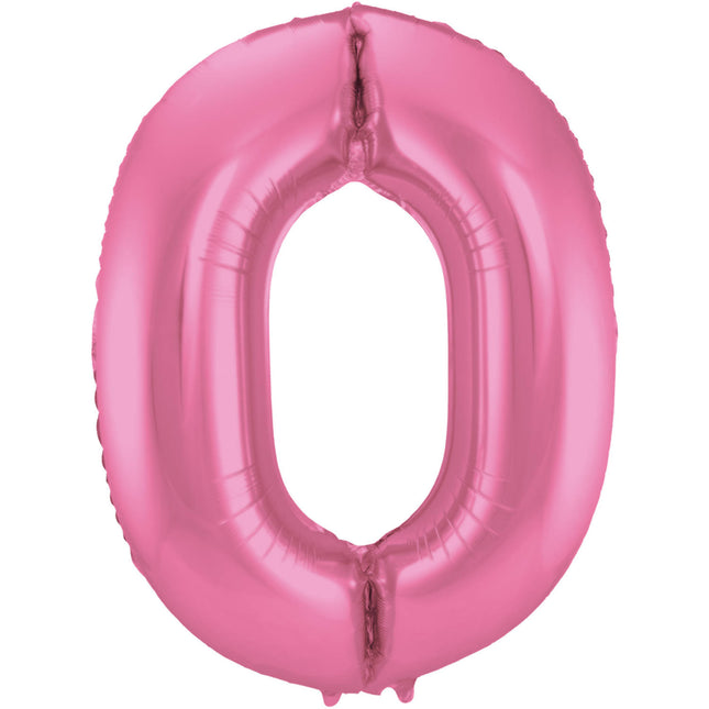 Balon foliowy Figura 0 Matt Pink XL 86cm pusty