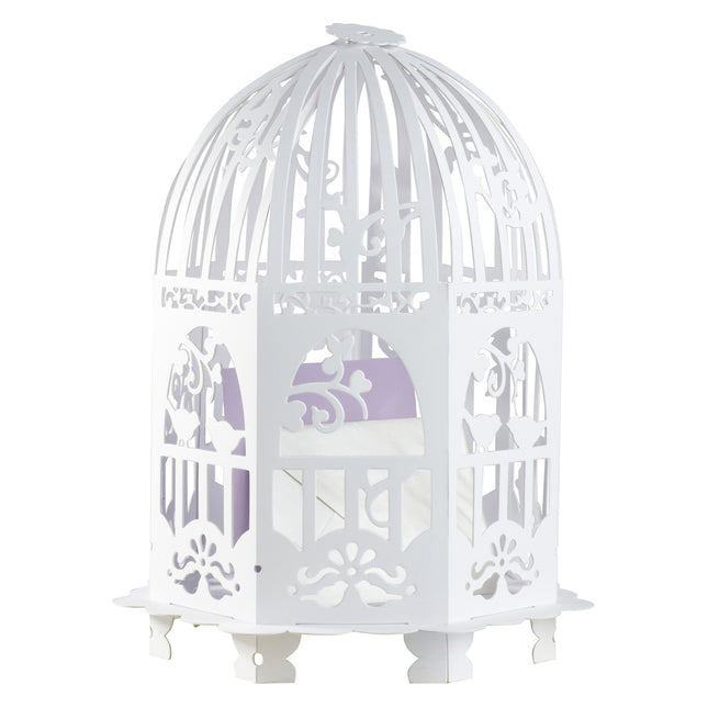 Biały uchwyt na karty Birdcage 33cm