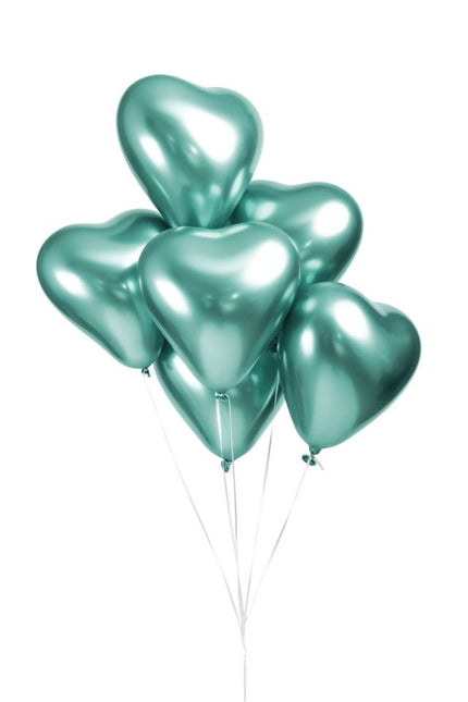 Balony serca zielone 30cm 6szt