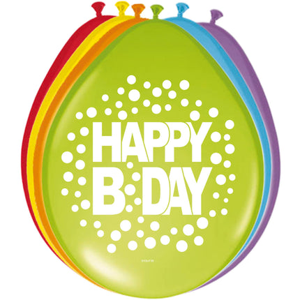 Balony urodzinowe Happy Birthday Dots 30cm 8szt