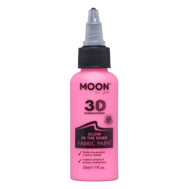 Moon Glow Farba do tkanin świecąca w ciemności różowa 30ml