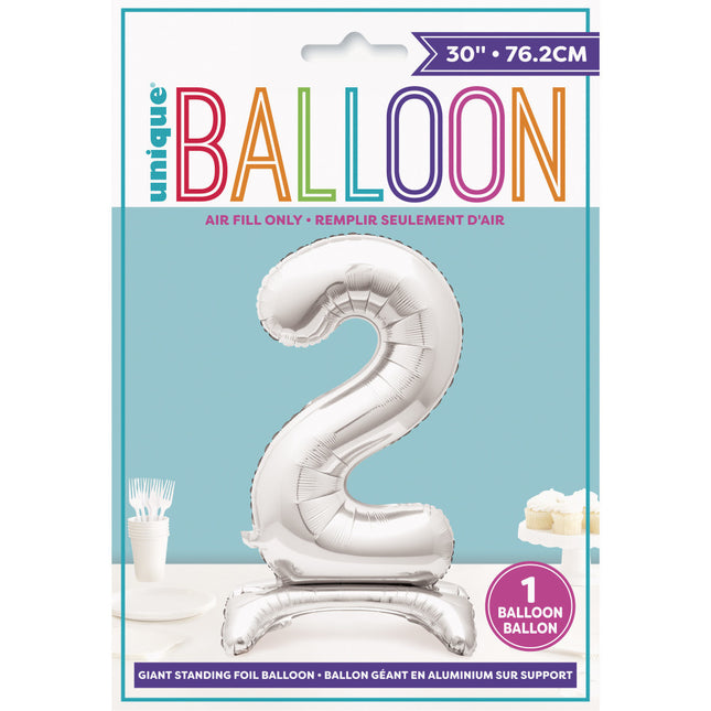 Balon foliowy Figurka 2 Srebrny Standard 76 cm