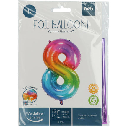 Balon foliowy Figurka 8 Rainbow XL 81cm pusty