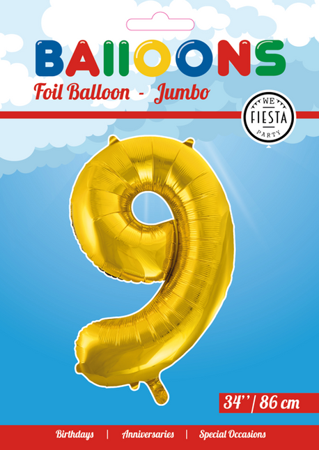 Balon foliowy Figure 9 Gold XL 86cm pusty