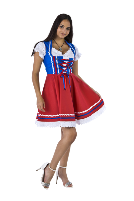 Oktoberfest Dirndl Dress Oktoberfest Red Blue Ladies 2 Pieces