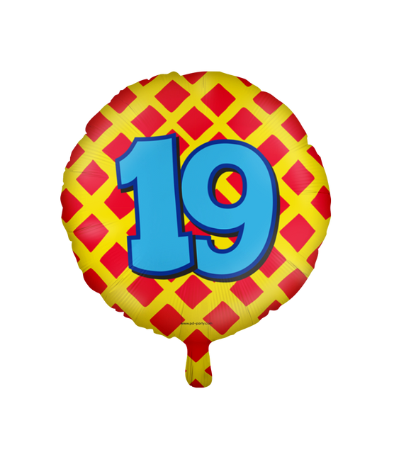 Balon helowy 19 lat kolorowy pusty 46 cm