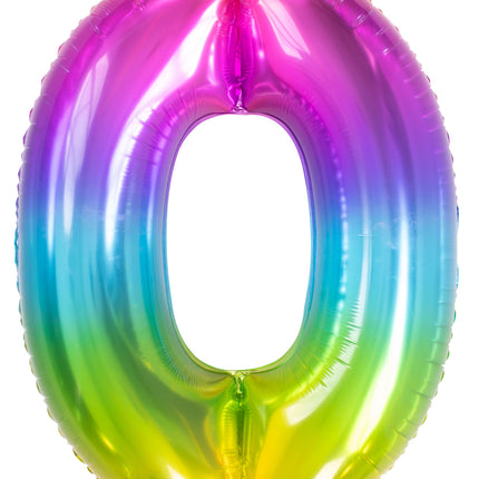 Balon foliowy figura 0 Rainbow XL 81cm pusty