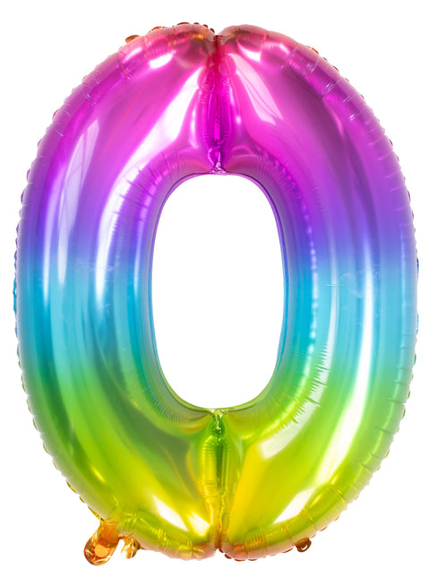 Balon foliowy figura 0 Rainbow XL 81cm pusty