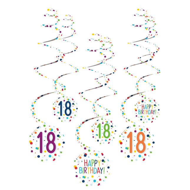 Dekoracja wisząca 18 lat Happy Birthday Confetti 61cm 6szt