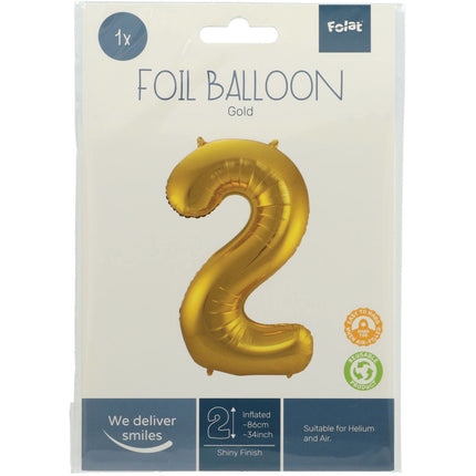 Balon foliowy Figurka 2 Gold Metallic XL 86 cm pusty