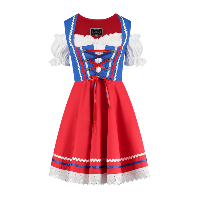 Oktoberfest Dirndl Dress Oktoberfest Red Blue Ladies 2 Pieces