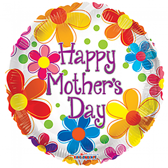 Balon helowy Happy Mother's Day Flowers 45cm pusty