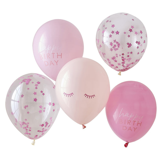 Balony urodzinowe różowe 5 szt.