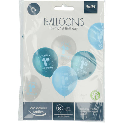 Balony It's My 1St Birthday Blue 33cm 6szt