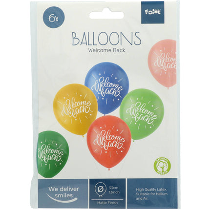 Balony Welcome Back Kolorowe 33cm 6szt