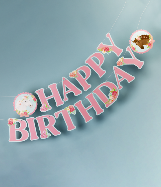 Happy Birthday Letter Garland Horses 2,5 m