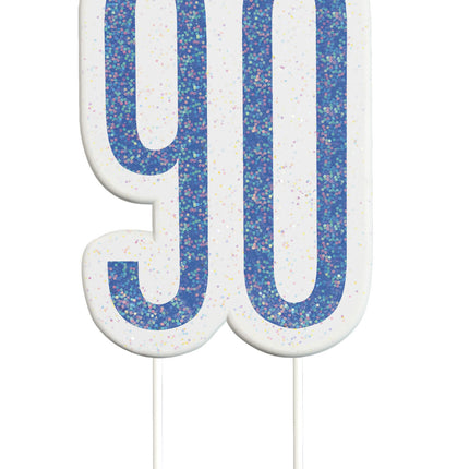 Świeca 90 Years Glitter Blue 8,5 cm