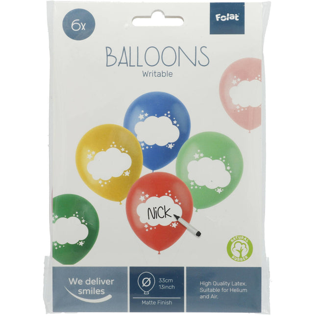 Balony do pisania kolorowe 33cm 6szt