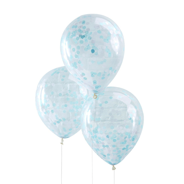 Niebieskie balony z konfetti 30cm 5szt