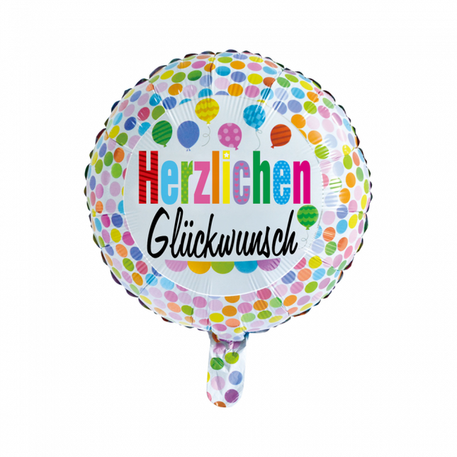 Balon helowy Herzlichen Gl√ºckwunsch Confetti 45cm pusty