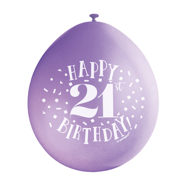 Balony Happy Birthday 21 lat 28cm 10szt