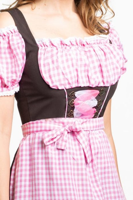 Dirndl Dress Oktoberfest Różowy Brązowy