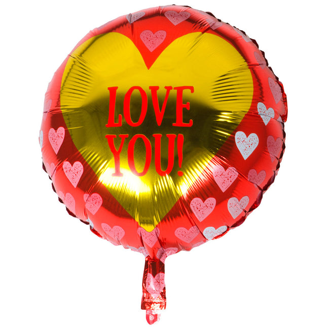 Balon helowy Serce Kocham Cię Złoty 45cm pusty