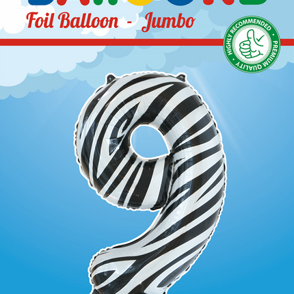 Balon foliowy Figurka 9 Zebra XL 86cm pusty