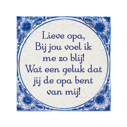 Delft Blue Tile Dear Grandpa 14,5 cm