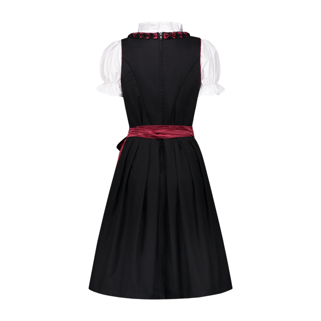 Dirndl z czarno-pomarańczowym haftem w róże