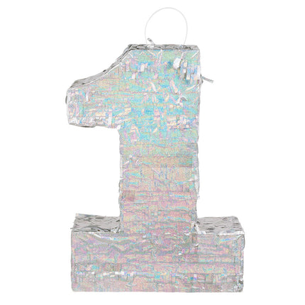 Srebrna Pinata 1 Rok Holograficzna 40cm