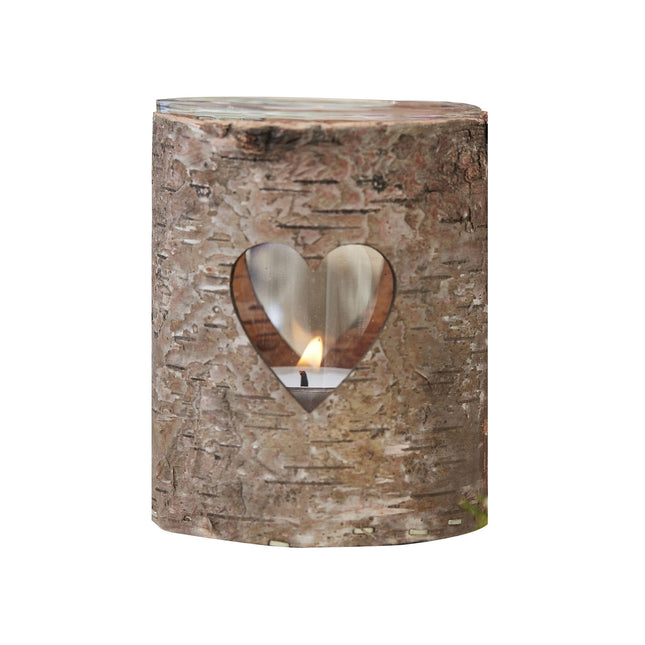 Drewniany świecznik na podgrzewacze z sercem 9cm