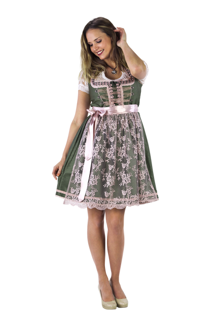 Biało-zielona sukienka Dirndl Oktoberfest Ladies 2 części