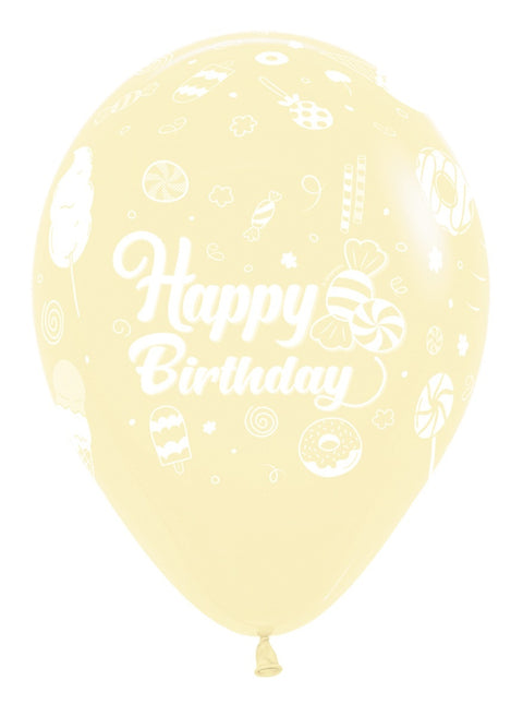 Balony Happy Birthday Sweet Pastel Matte Mix 30cm 25szt